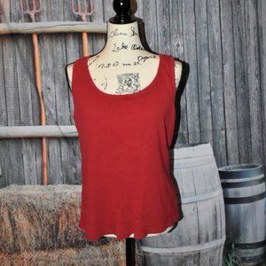 💜2 for $15 Bright Red Venezia Ribbed Tank Top 14/16 L/XL Cotton Bryant Plus